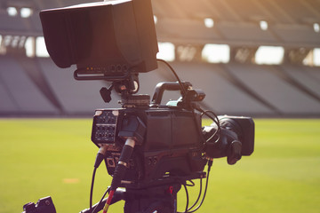 TV camera at the stadium during football matches
