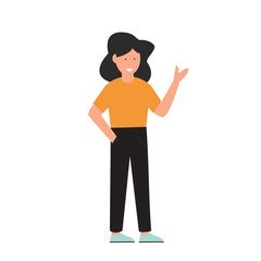Standing Happy woman with smile. Vector illustration.
