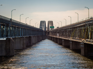 Honoré Mercier Bridge under repair, Lasalle, Quebec