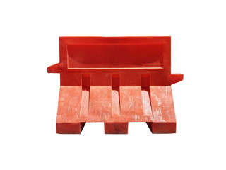 Orange PVC Traffic Barrier or Road Barrier isolated on white background with Cilpping path