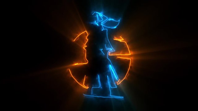 Orange Blue Samurai Warrior Animated Logo with Reveal Effect &amp; Light Rays
