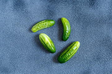 Fresh green cucumbers on a dark background. The concept of healthy eating.