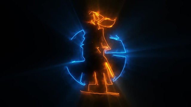 Orange Blue Samurai Warrior Animated Logo with Reveal Effect &amp; Light Rays