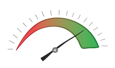 Vector hand-drawn illustration of speedometer.