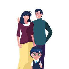 parents with school boy vector ilustration