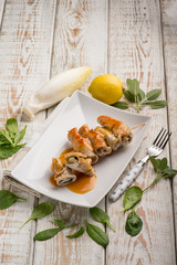 stuffed roll with sage spinach