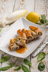 stuffed roll with sage spinach