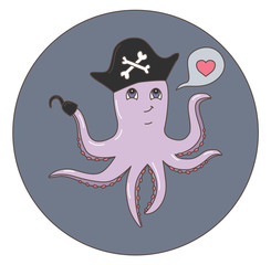 Illustration of a cartoon octopus. Vector illustration