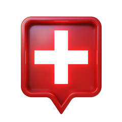 Shiny plus icon, isolated on white background, clipping path included. 3d illustration.