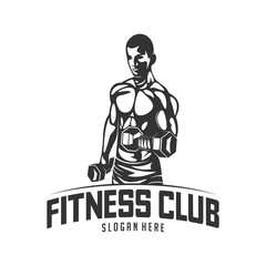 Fitness vector logo design template,design for gym and fitness vector. Fitness club logo with exercising athletic man, vector illustration