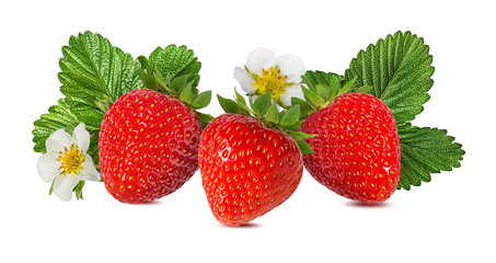 Strawberry with flower isolated on white background