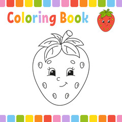 Coloring book for kids. Cheerful character. Vector illustration. Cute cartoon style. Fantasy page for children. Black contour silhouette. Isolated on white background.