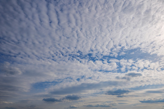 Beautiful sunny view of deep blue sky and Altocumulus cloud. 