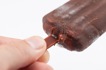 Ice cream isolated on white background. Ice cream on the stick.Copy space
