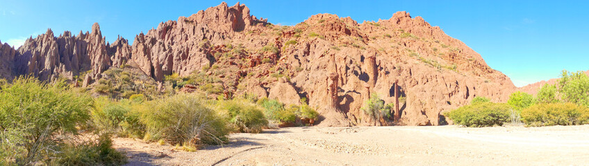 Rock formations in the Canon Del Inca, Tupiza Chichas Range, Andes, Southwestern Bolivia, South America