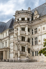 Blois in France, the beautiful castle in the center, the famous staircase