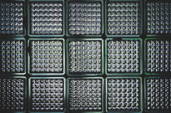 Retro soviet glass blocks wall. Background texture.