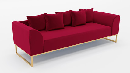 Red Modern Sofa - 3D Rendering