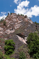 rocks on the bank of a mountain river