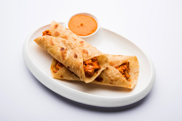 Peri peri paneer chapati frankie/wrap/roll, selective focus