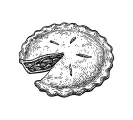 Ink sketch of apple pie - obrazy, fototapety, plakaty