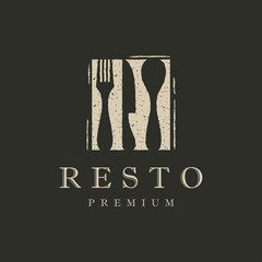 Restaurant logo and icon design vector. Fork, knife, spoon logo.