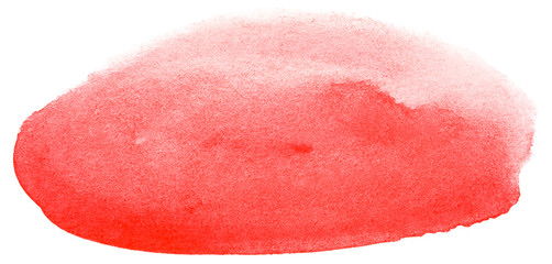 red watercolor blot background with paper texture on white background isolated. rounded brush shapes