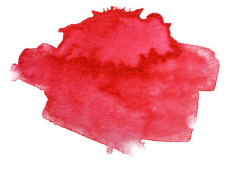 red watercolor blot background with paper texture on white background abstract water painted elements