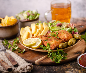 Original schnitzel with homemade french fries