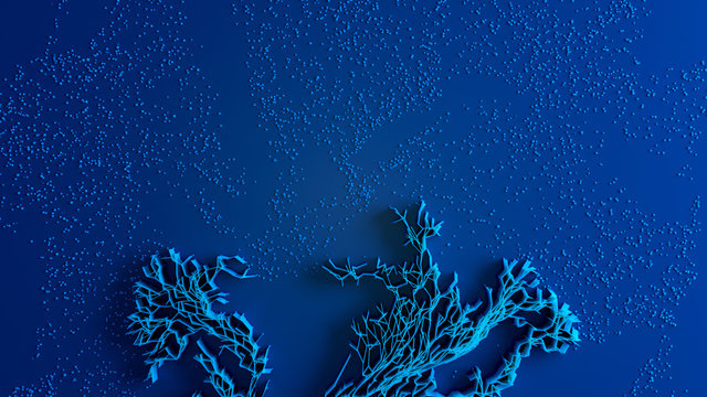 Network animation connected dots or growing trails