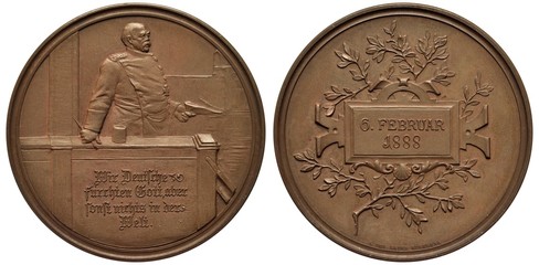 Germany German medal 1888, subject Chancellor Bismarck speech in Reichstag February 6,