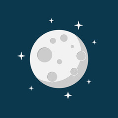 moon in the space flat design vector