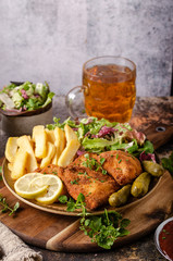 Original schnitzel with homemade french fries