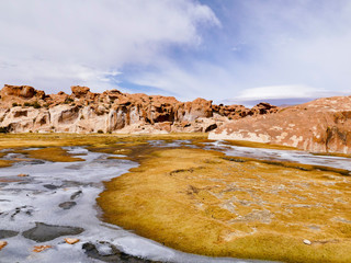 Landscape of the Laguna Negra Black Lagoon, Altiplano, Bolivia.