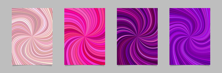 Abstract psychedelic striped spiral pattern brochure background set