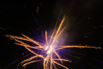 bright fireworks against a night sky / fireworks night photo