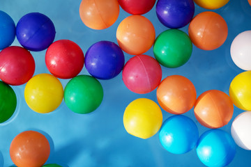 Plastic colored balls in the children's pool
