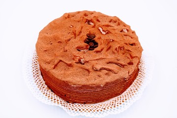 Cake with coffee cream and coffee beans decoration
