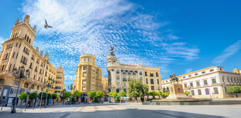 Central square of Tendillas (Plaza de las Tendillas) in Cordoba. Andalusia, Spain - obrazy, fototapety, plakaty