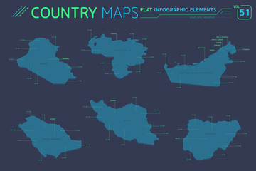 Obraz premium Some OPEC Members, Iraq, Iran, Saudi Arabia, Venezuela and United Arab Emirates Maps