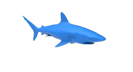Fototapeta premium Black Shark on Blue Background 3D Rendering