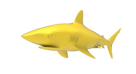 Black Shark on Yellow Background 3D Rendering