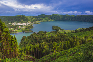 View over "Lagoa das Sete Cidades", Sao Miguel Island, Azores, Portugal