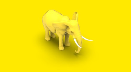 Elephant on Yellow Background 3D Rendering