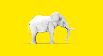 Elephant on Yellow Background 3D Rendering