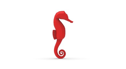 Seahorse isolated on white 3D Rendering
