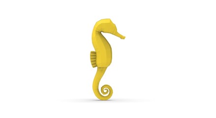 Seahorse isolated on white 3D Rendering
