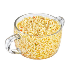 Instant noodles bowl isolated on white background