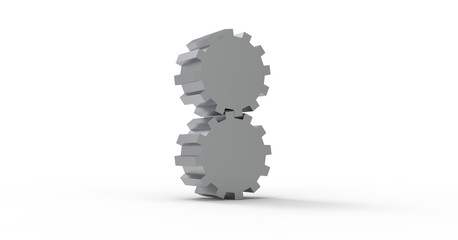 Metal Gear isolated on White 3D Rendering