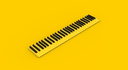 Piano isolated on Yellow 3D Rendering